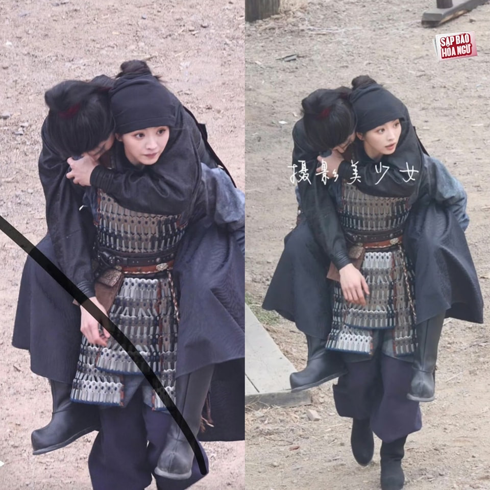 Điền Hi Vi 'gây sốt' khi cõng Trương Lăng Hách cao hơn 1m8 trên lưng trong phim mới - Ảnh 1