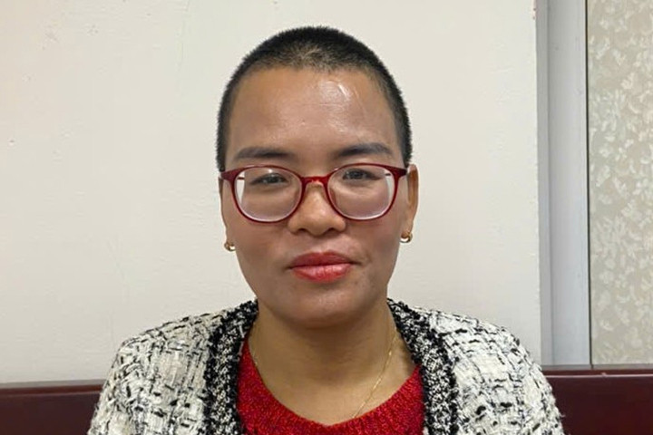 Đậu Thanh Tâm tại cơ quan công an. (Ảnh: Công an Hà Nội)