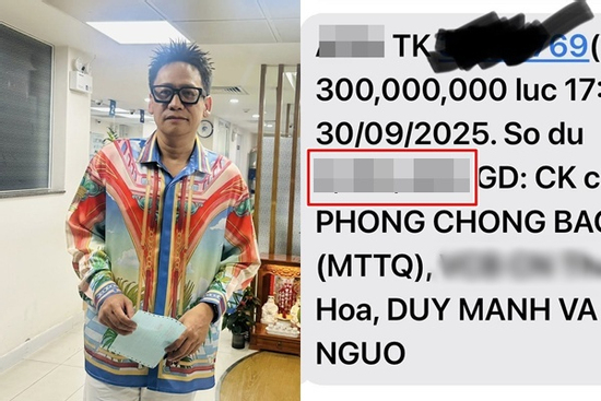 Duy Mạnh ủng hộ 300 triệu đồng cho bà con vùng bão lũ, số dư còn lại gây choáng!