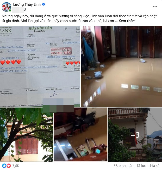 Sốc cảnh tượng ngập trong nhà hoa hậu Lương Thùy Linh