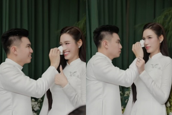 Cô dâu Đỗ Thị Hà được chồng đại gia chăm sóc tận tình ở đám hỏi