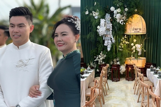 Lộ ảnh nét căng chú rể đại gia của Hoa hậu Đỗ Thị Hà trong đám hỏi