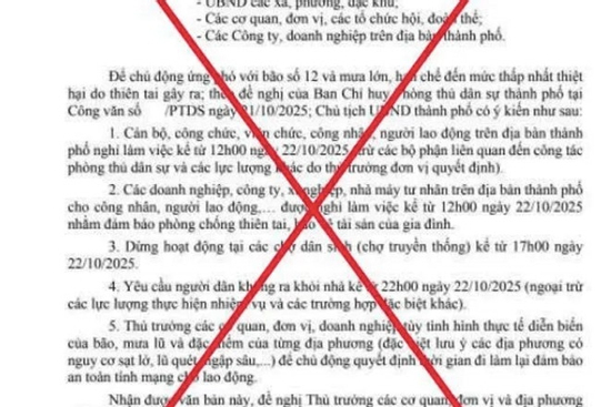 Một văn bản giả mạo về công tác ứng phó bão số 12 đang được lan truyền: Công an đưa ra khuyến cáo gấp