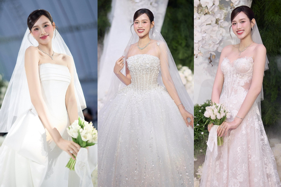 3 bộ váy cưới đẹp xuất sắc Đỗ Thị Hà mặc trong hôn lễ