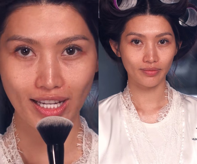 Á hậu Quỳnh Châu lộ mặt mộc già nua trong khoảnh khắc hậu trường