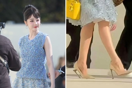 Địch Lệ Nhiệt Ba phải đi giày gãy gót suốt show thời trang Dior