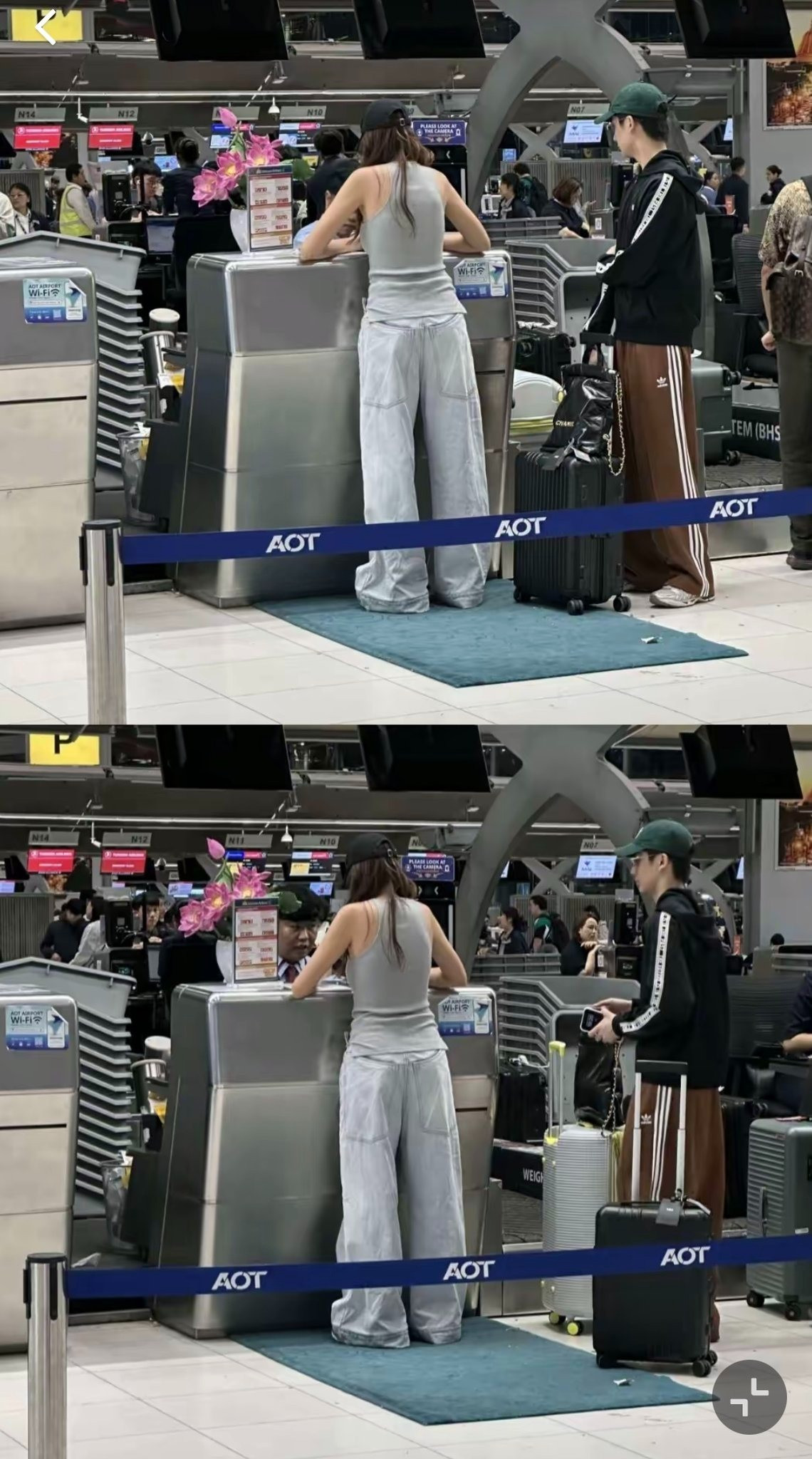 Hoa hậu Lê Hoàng Phương và tình cũ Thiều Bảo Trâm lộ ảnh tại sân bay checkin cùng một nơi