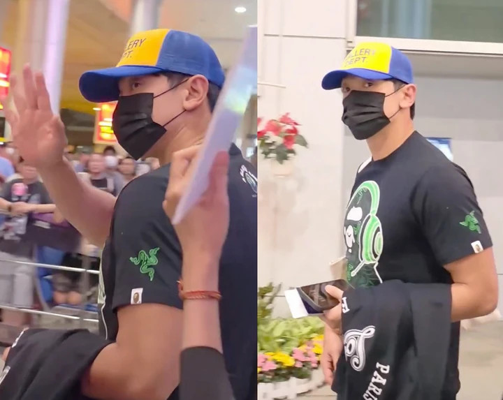 Bi Rain diện trang phục giản dị khi xuất hiện tại sân bay Tân Sơn Nhất.