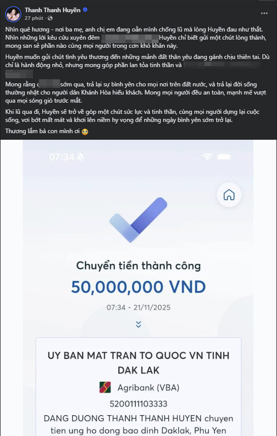 Thân thế đình đám của nữ MC vừa chi số tiền lớn ủng hộ bà con vùng lũ