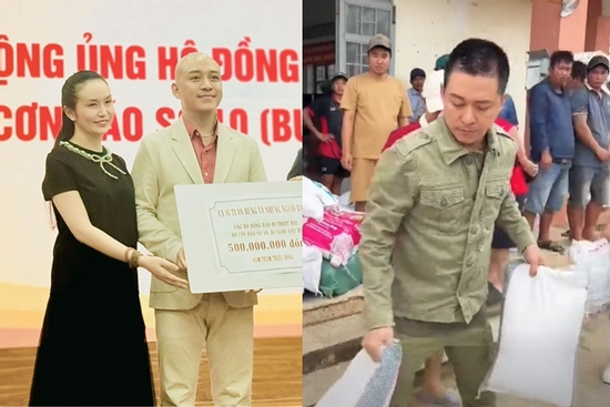 Tuấn Hưng lộ rõ vẻ tiều tụy, đi cứu trợ bà con vùng lũ sau tang lễ của mẹ