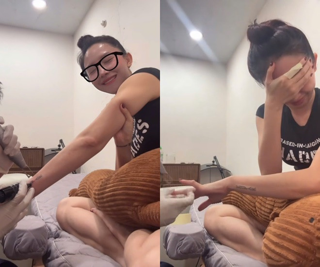 Cận hình xăm đôi 10 năm với người cũ khiến Tóc Tiên cắn răng đi xóa dù đau điếng