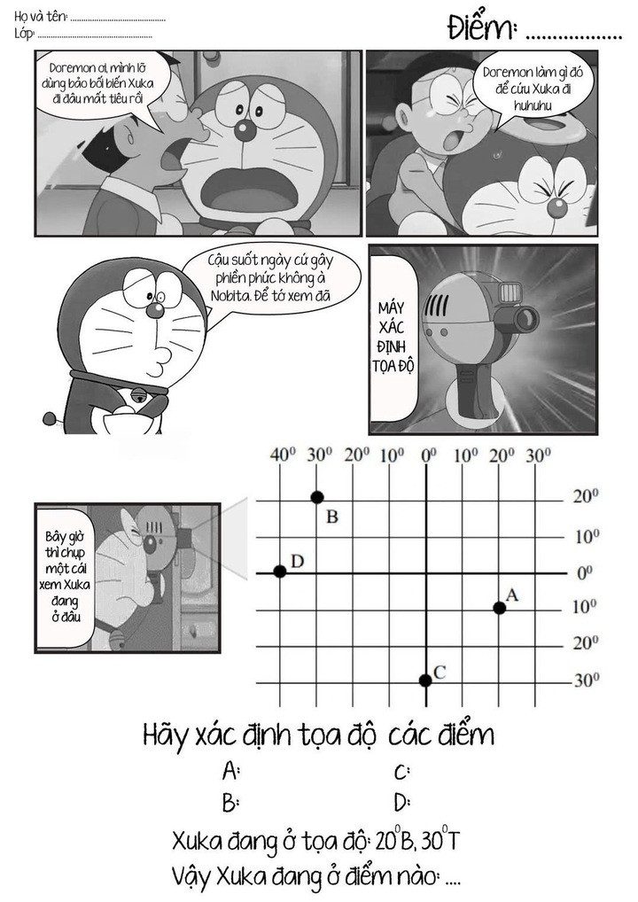 Bất ngờ đề kiểm tra Địa lý mở đầu bằng đoạn hội thoại giữa Nobita và Doraemon - 2
