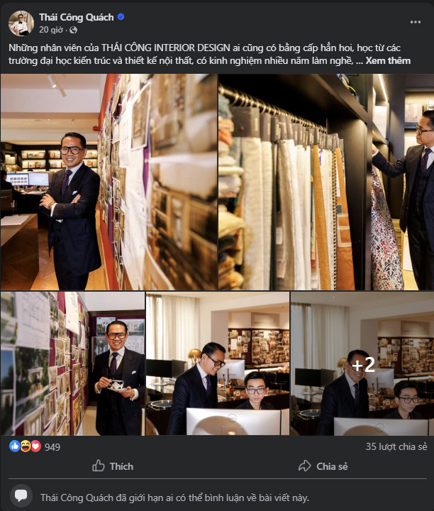 Đến lượt NTK Quách Thái Công gặp biến căng trang Facebook cá nhân đã khóa bình luận