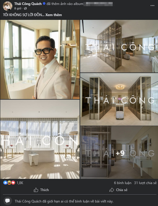 Động thái gay gắt của NTK Thái Công khi bị săm soi đời tư đến mức khóa Facebook bình luận