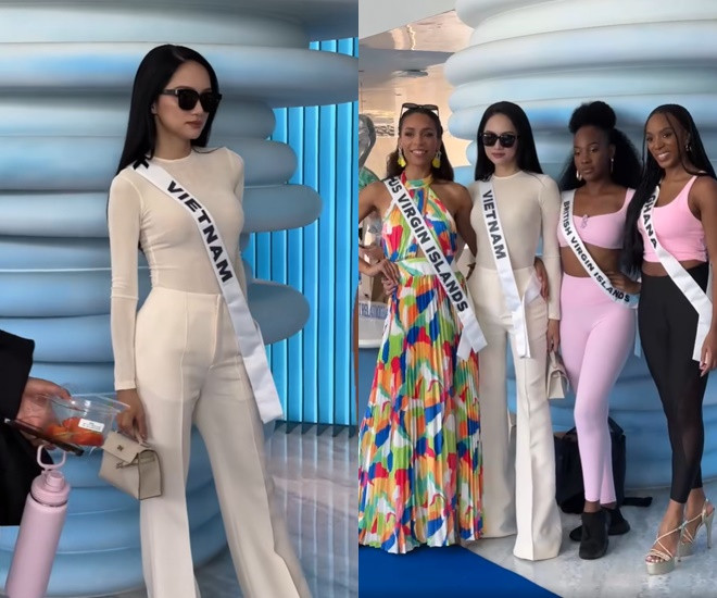 1 thí sinh Miss Universe nhìn như song sinh với Hương Giang khung hình chung gây lú