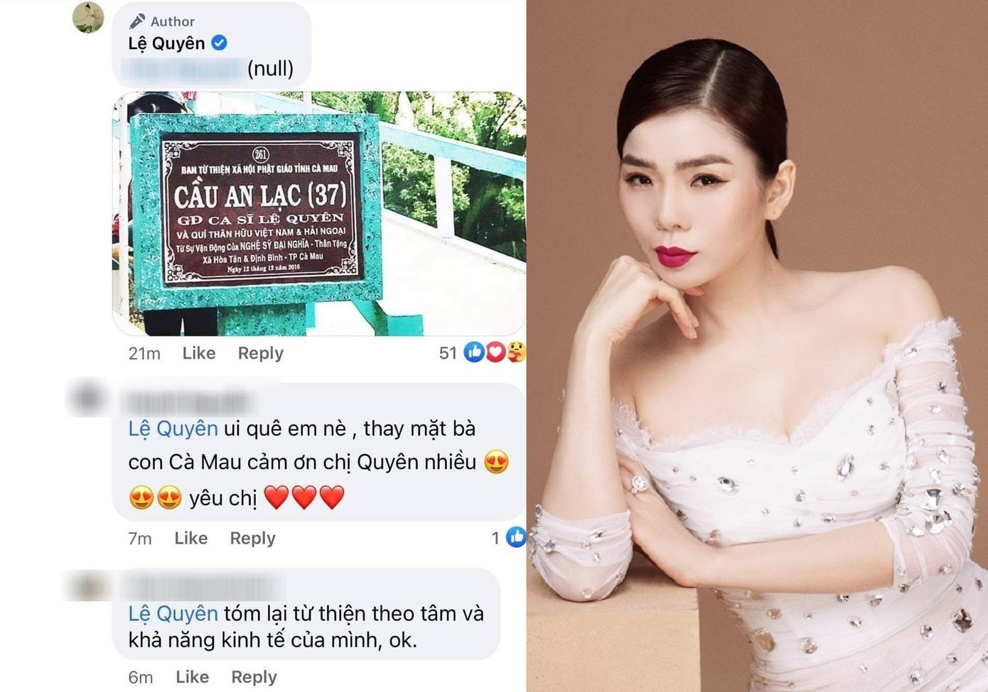 Lệ Quyên phản pháo khi bị hỏi sao không thấy chị làm từ thiện