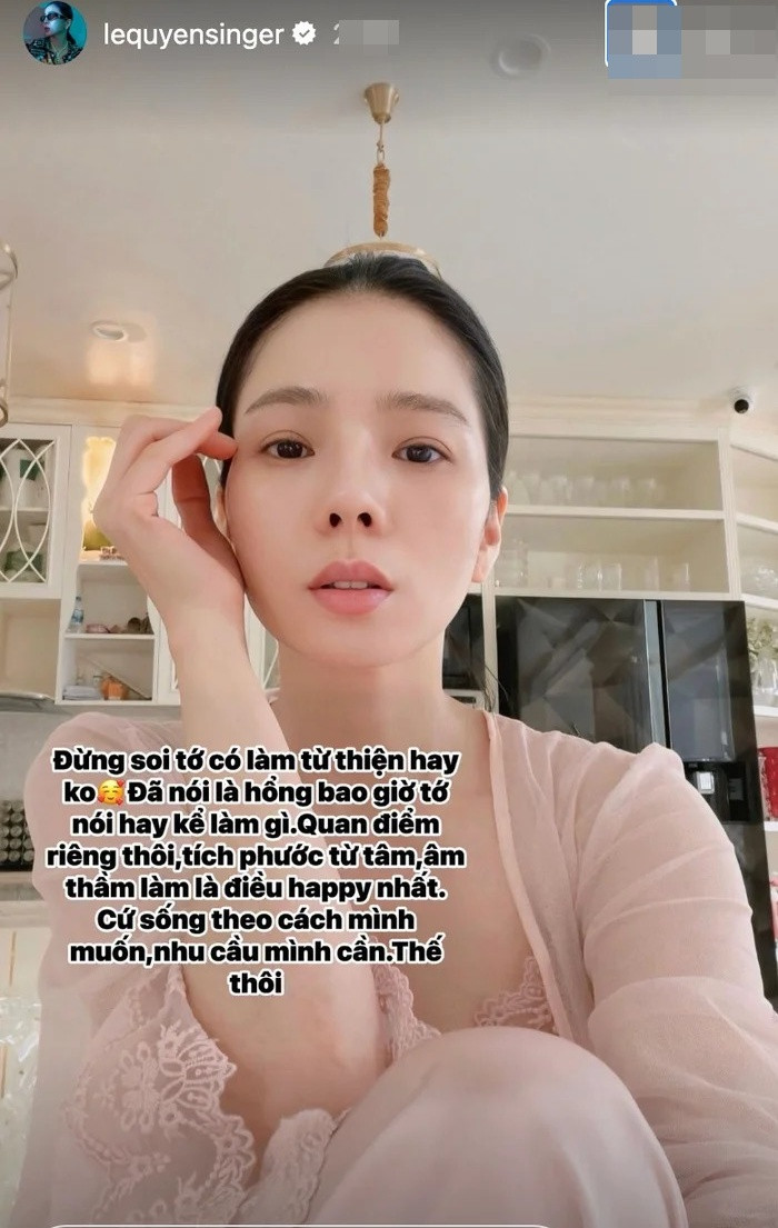 Lệ Quyên phản pháo khi bị hỏi sao không thấy chị làm từ thiện