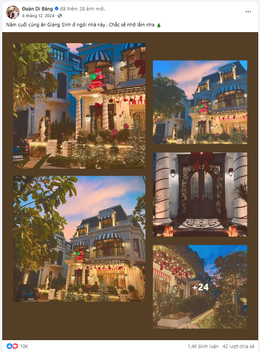 Vợ chồng Đoàn Di Băng bên công trình biệt thự