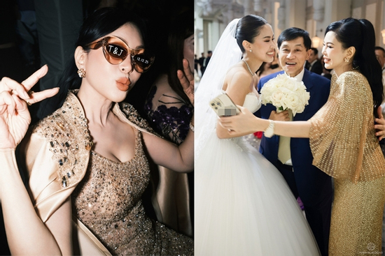 Rò rỉ loạt ảnh lộ biểu cảm 'lạ chưa từng có' của mẹ tỷ phú trong đám cưới Tiên Nguyễn