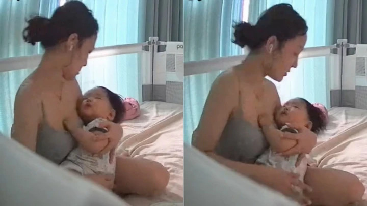 Em bé nhanh chóng chìm vào giấc ngủ. (Ảnh chụp màn hình)