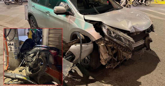 Hà Nội: Ô tô tải đâm ô tô con gây tai nạn liên hoàn, tài xế lái xe bỏ chạy