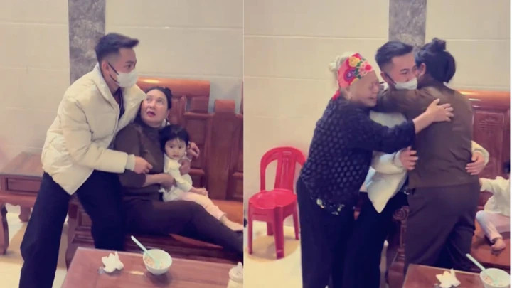 Nhiều người không khỏi rưng rưng nước mắt khi chứng kiến gia đình xum vầy. (Ảnh chụp màn hình)