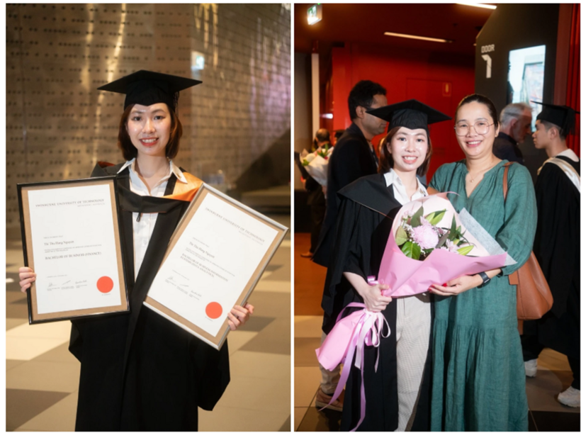 Quán quân Thu Hằng nhận cùng lúc 2 bằng cử nhân. Ảnh: SaoStar