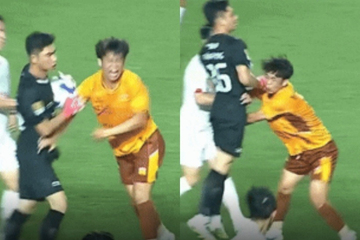 Cầu thủ HAGL bị đối thủ đấm ngay trong trận đấu