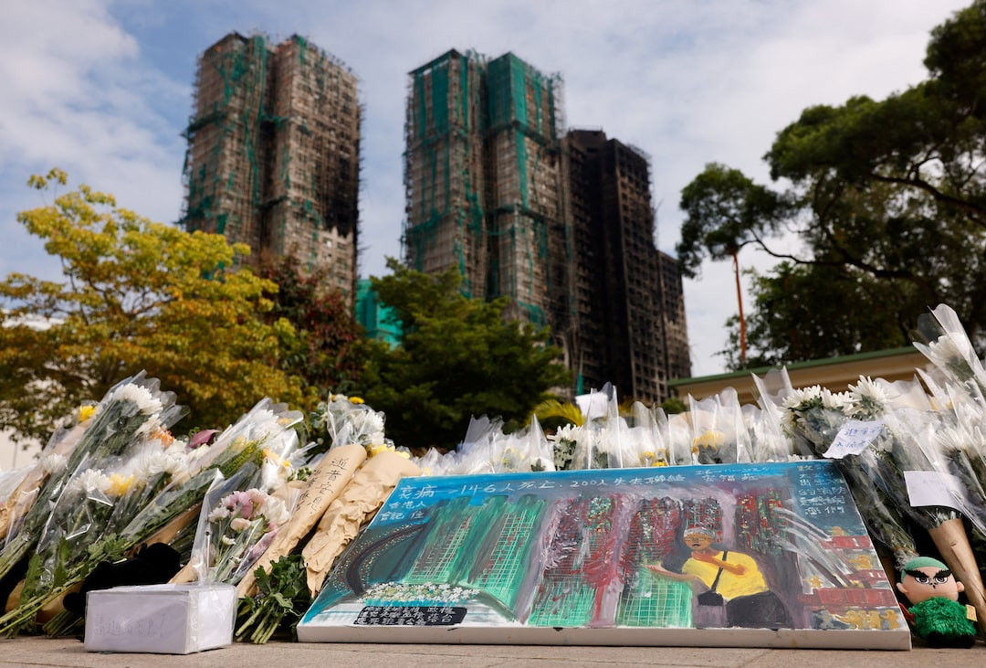 Aftermath of a deadly fire at the Wang Fuk Court housing complex in Hong Kong