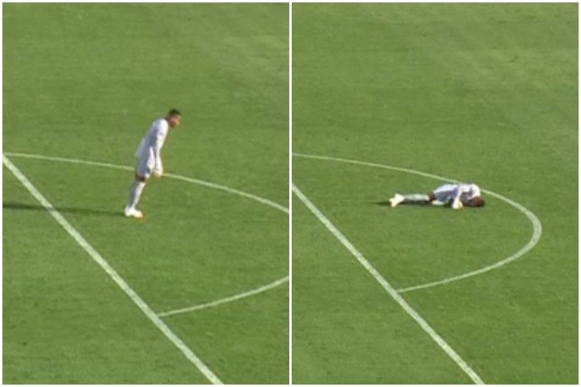 Cả sân vận động bàng hoàng khi thủ môn Monged Elneel bất ngờ đổ gục ở phút 37 trận Sudan - Guinea Xích đạo dù không va chạm với ai.