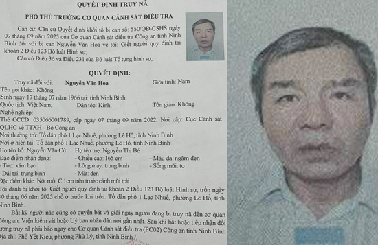 Công an Ninh Bình công bố đặc điểm nhận dạng đối tượng truy nã Nguyễn Văn Hoa