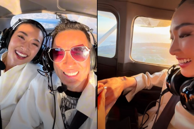 Hoa hậu Vbiz được bạn trai Việt kiều cầu hôn trên trực thăng cả showbiz thi nhau chúc mừng