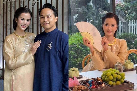 Á hậu Hương Ly khoe visual xinh xuất sắc bên chồng doanh nhân trong lễ gia tiên