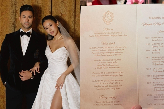 Thực đơn trong đám cưới Tiên Nguyễn, đọc menu đã thấy siêu đắt tiền