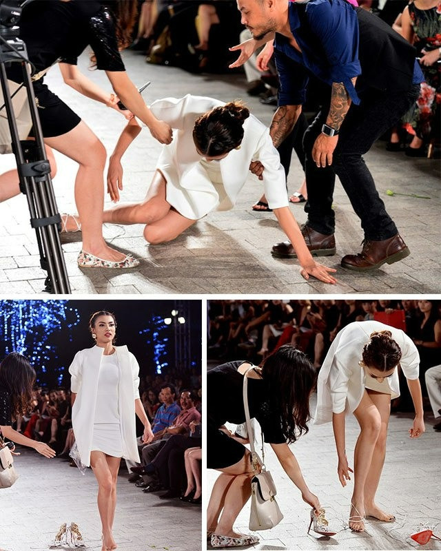 Mỹ nhân Vbiz ngã dúi dụi nơi đông người vì giày cà kheo phản ứng chồng ca sĩ gây chú ý