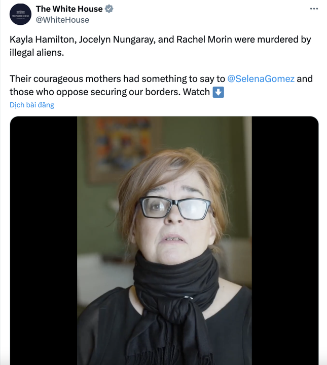 Nhà Trắng phản hồi video khóc lóc của Selena Gomez ảnh 1