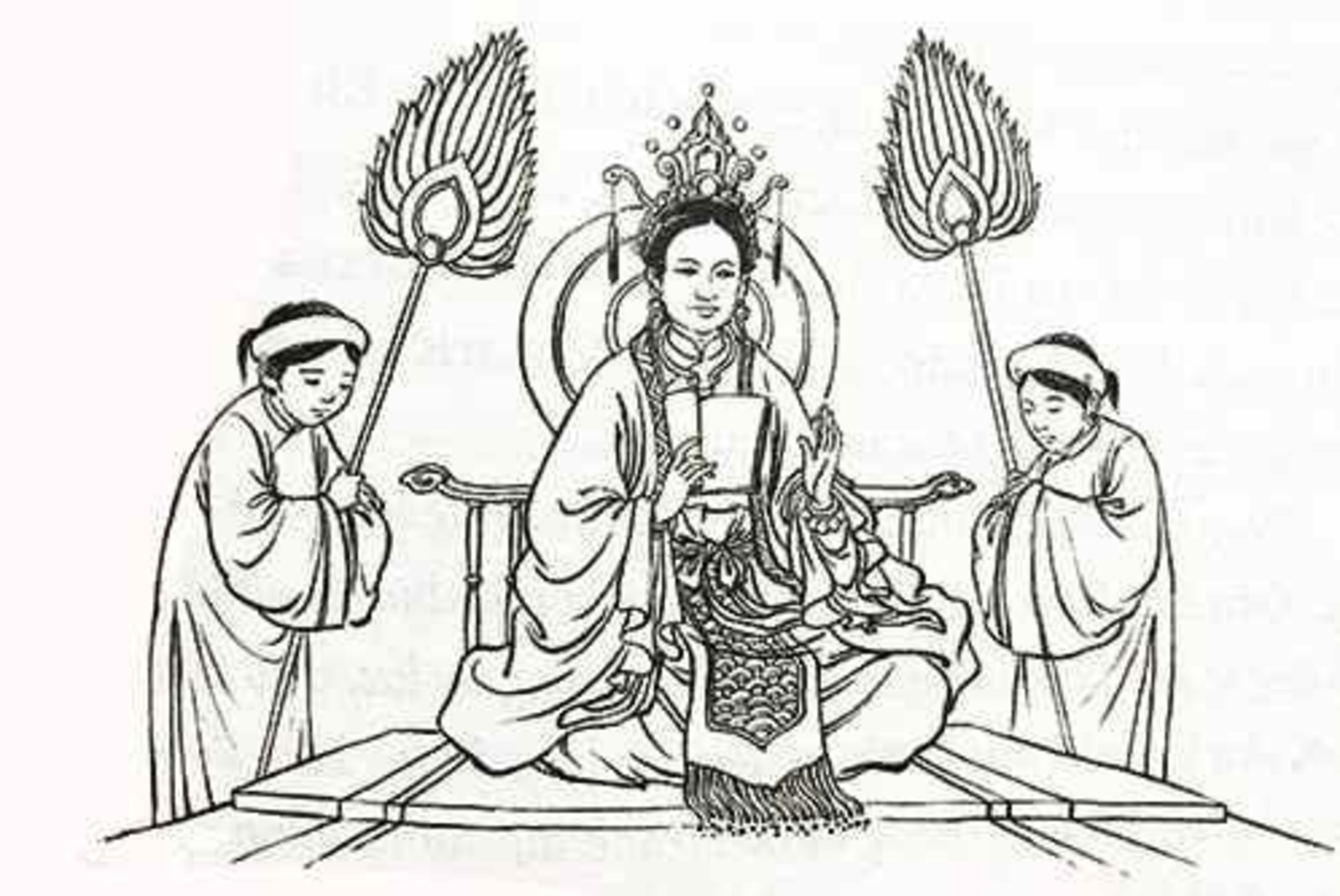 Tranh vẽ bà Nguyễn Thị Duệ. (Ảnh: Sách Những người thầy trong sử Việt)