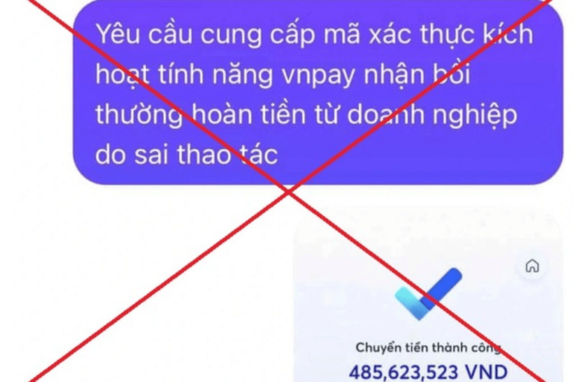 Khoản tiền cuối cùng 485,6 triệu đồng mà chị P.T.T. chuyển vào tài khoản mạo danh khu nghỉ dưỡng ở Ninh Bình. Ảnh: Người Lao Động