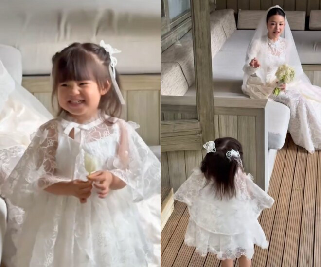 Bé Pam chiếm 'spotlight' trong đám cưới bố mẹ như thế nào? - Ảnh 2.