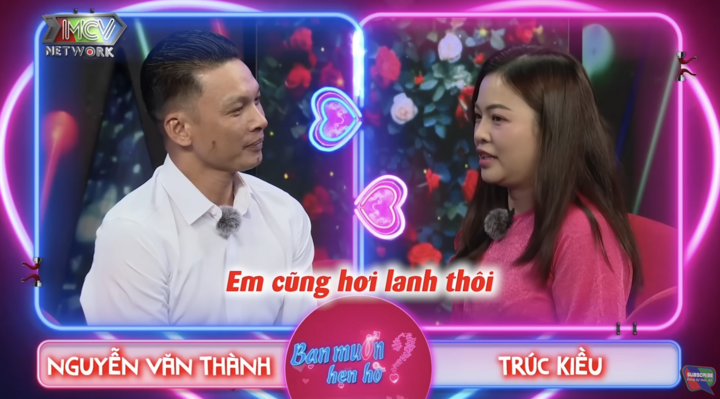 Văn Thành và Trúc Kiều xuất hiện tại chương trình Bạn muốn hẹn hò. (Ảnh chụp màn hình)