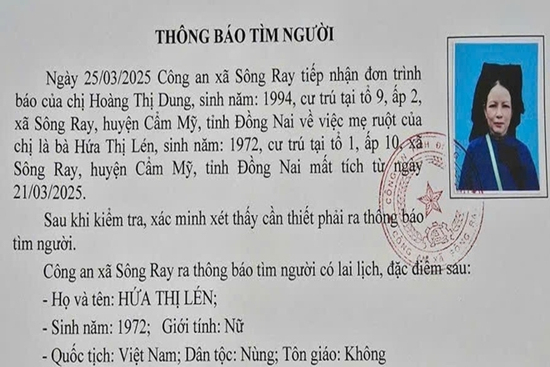 Công an tìm người phụ nữ mất liên lạc nhiều ngày