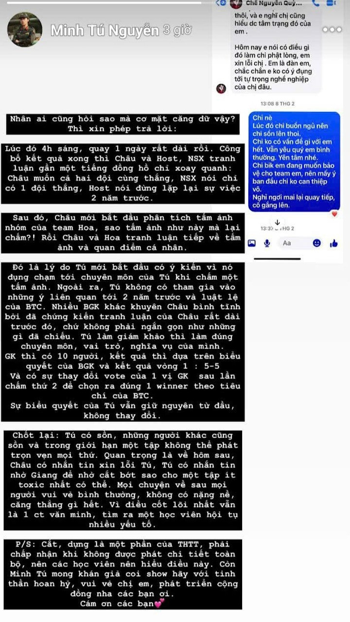 Minh Tú công khai tin nhắn xin lỗi của Á hậu Vbiz sau drama cực căng trên truyền hình