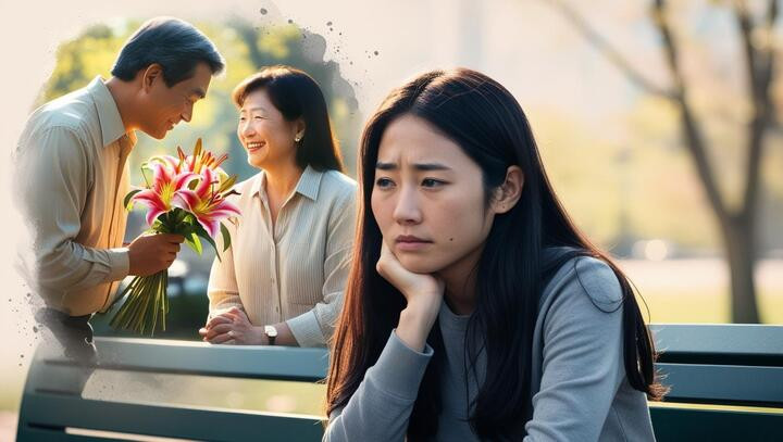 Tôi ước một lần thấy bố tặng hoa hoặc quà cho mẹ vào ngày 8/3. (Ảnh minh họa: AI)