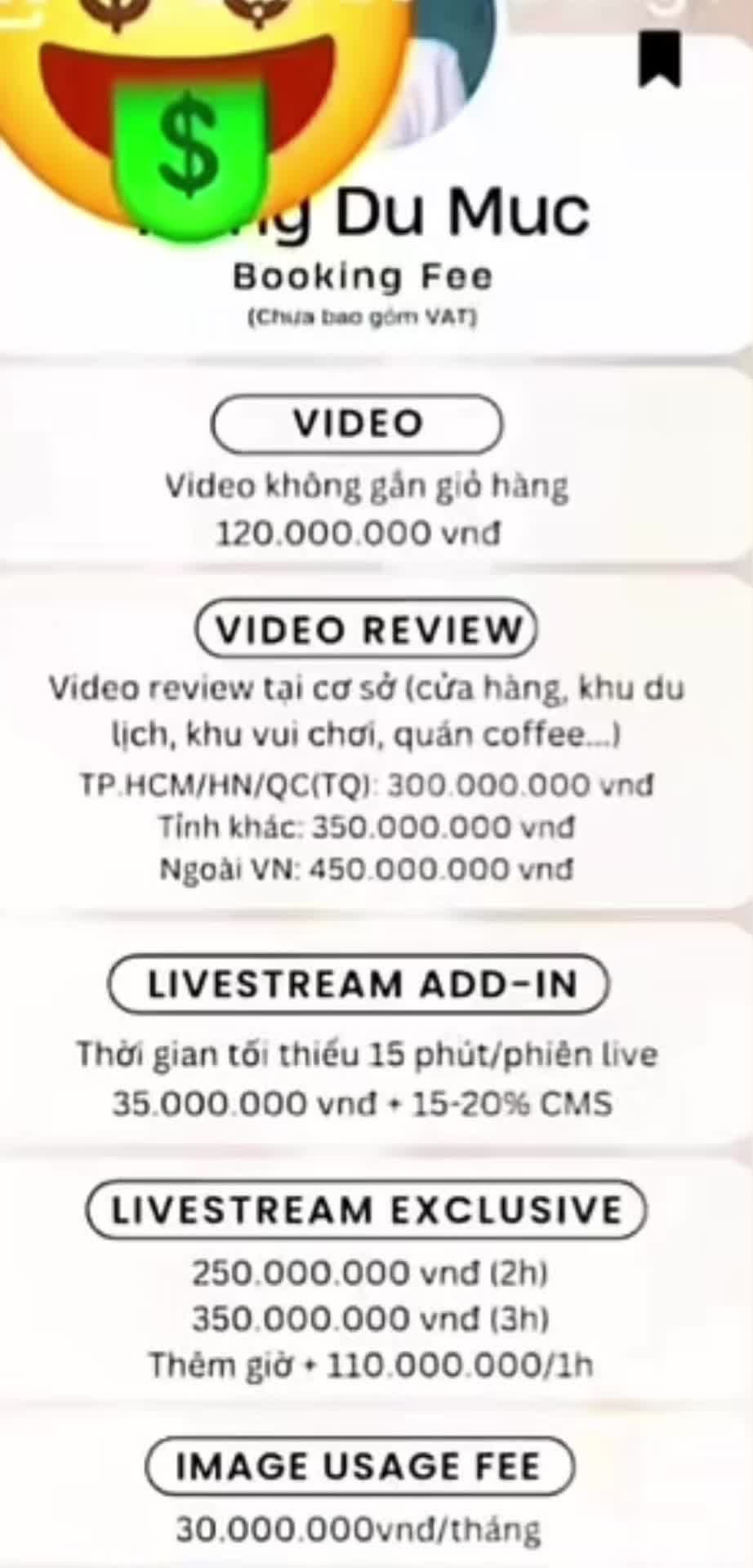 Xôn xao giá booking như sao hạng A của Hằng Du Mục cao nhất gần nửa tỷ một phiên live