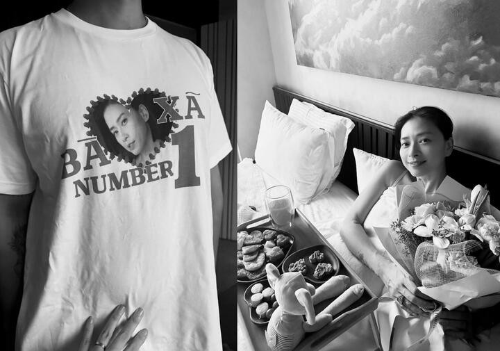 Dịp Valentine 2025, Huy Trần diện áo in chân dung vợ và dòng chữ