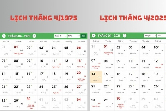 Vì sao lịch tháng 4/1975 trùng khớp với lịch tháng 4/2025?
