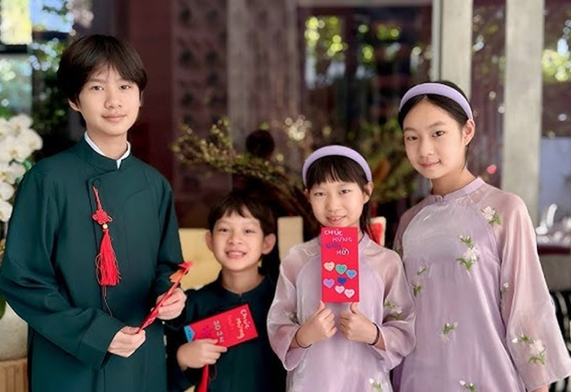 Hai con của Lý Hải Minh Hà gây sốt nhờ ngoại hình nổi bật