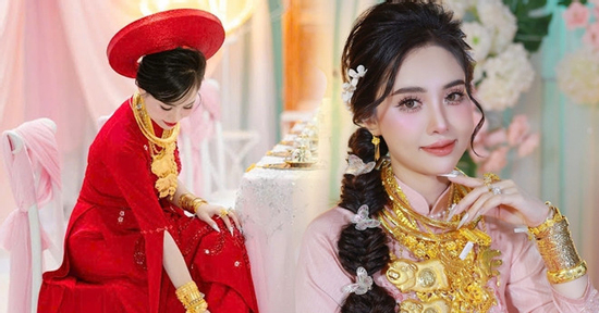 Cô dâu An Giang được tặng hơn 20 cây vàng, đeo trĩu cổ trong đám cưới gây sốt