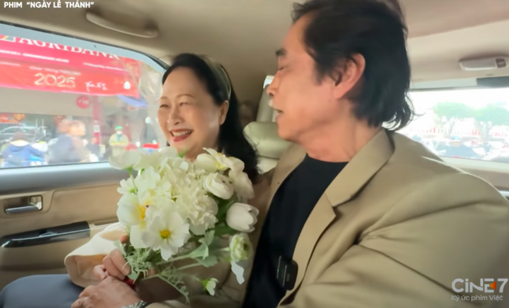 NSND Như Quỳnh vui mừng hội ngộ ''người chồng'' màn ảnh là nghệ sĩ Viết Liên.