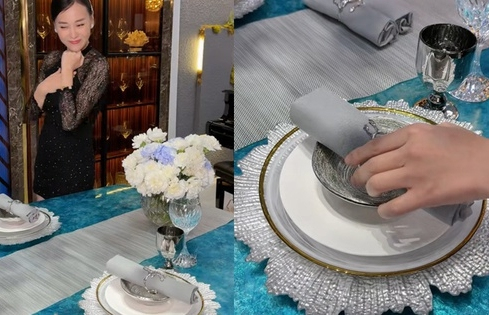 Phương Oanh soạn bàn ăn ở nhà, gây chú ý vì ngỡ nhà hàng 5 sao